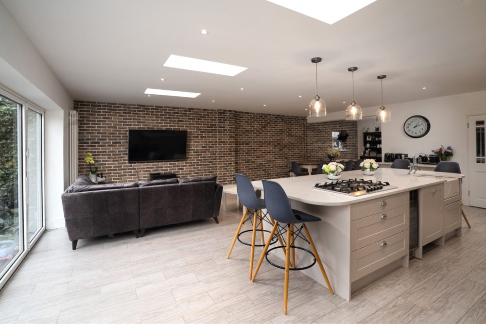 Modern open plan kitchen and living space in new prime near build property near High Wycombe