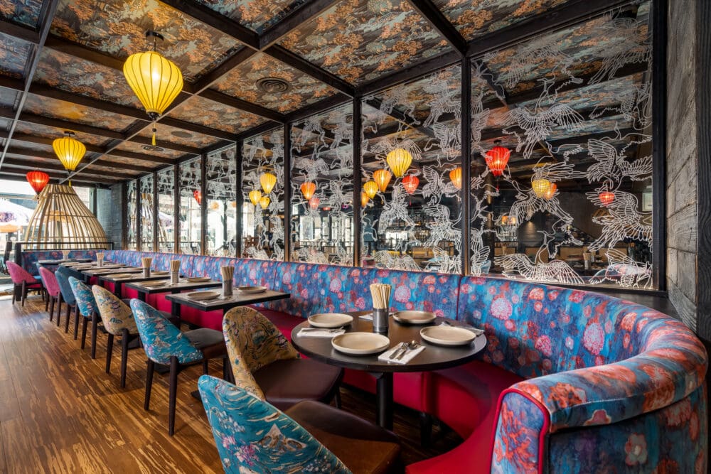 Asian inspired restaurant interior. Photography and video for restaurant launch.