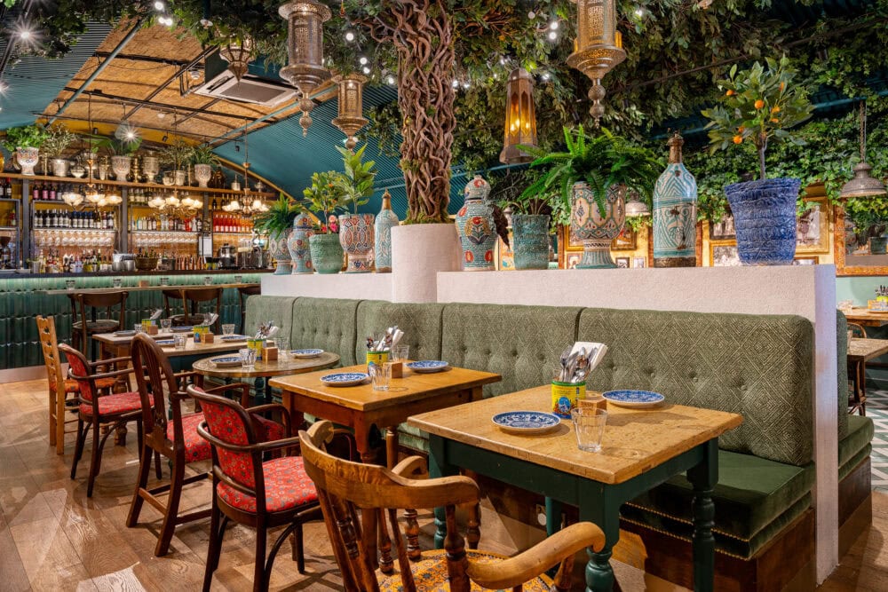 centrallondon_restaurant Central London restaurant in north African, Middle Eastern style decorated with traditional items, materials and plants