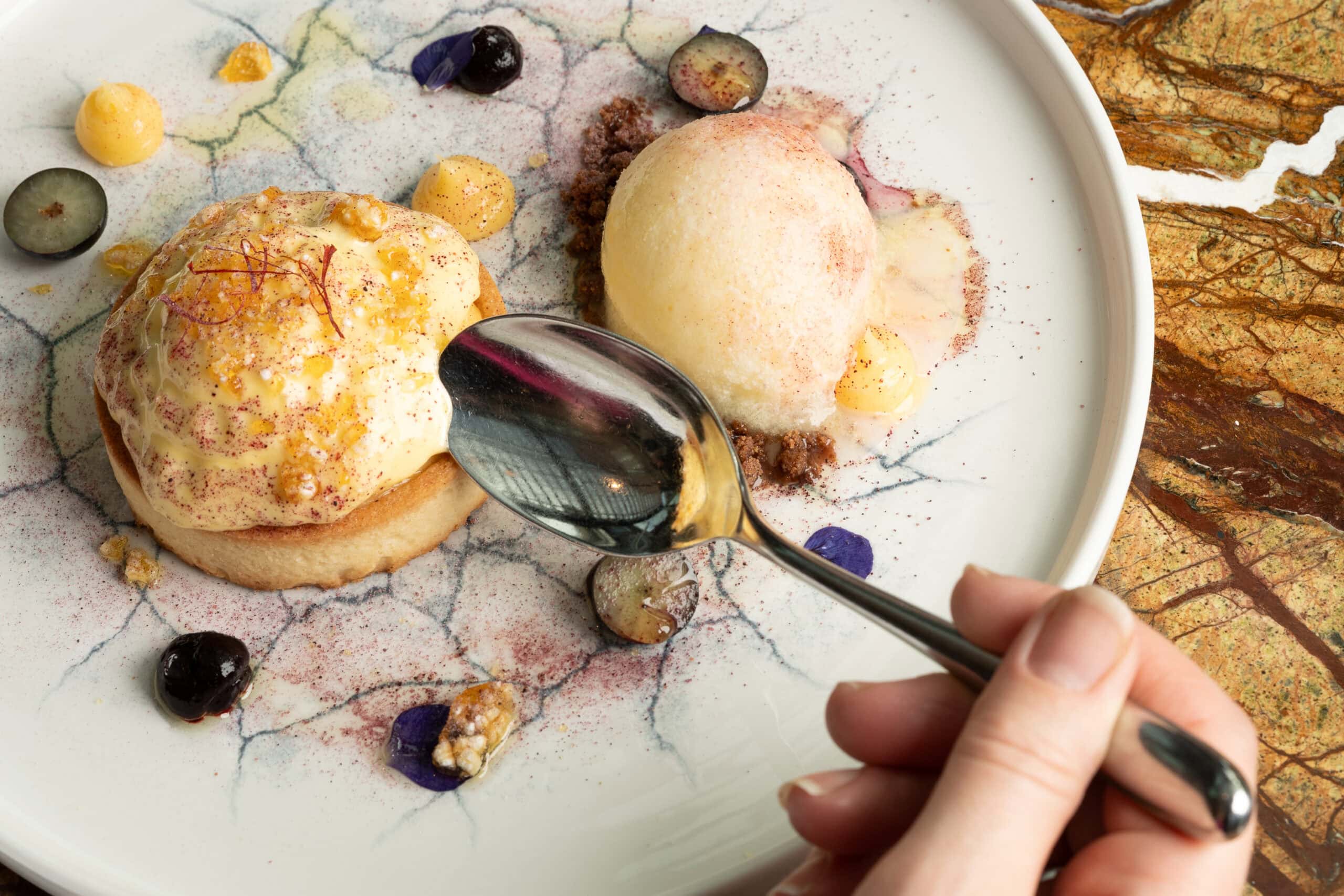 Restaurant dessert dish, professionally photographed