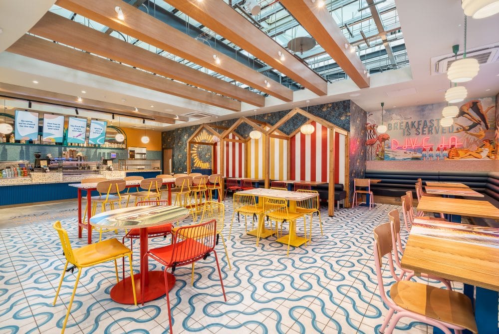 Airport restaurant designed in a seaside style