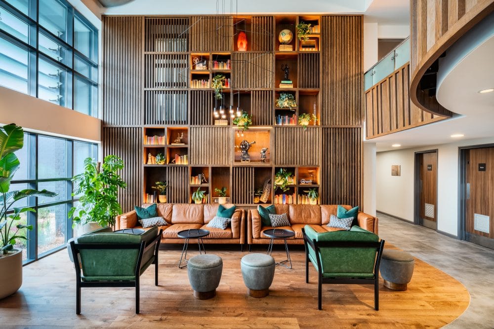 Foyer and reception area of a conference centre hotel