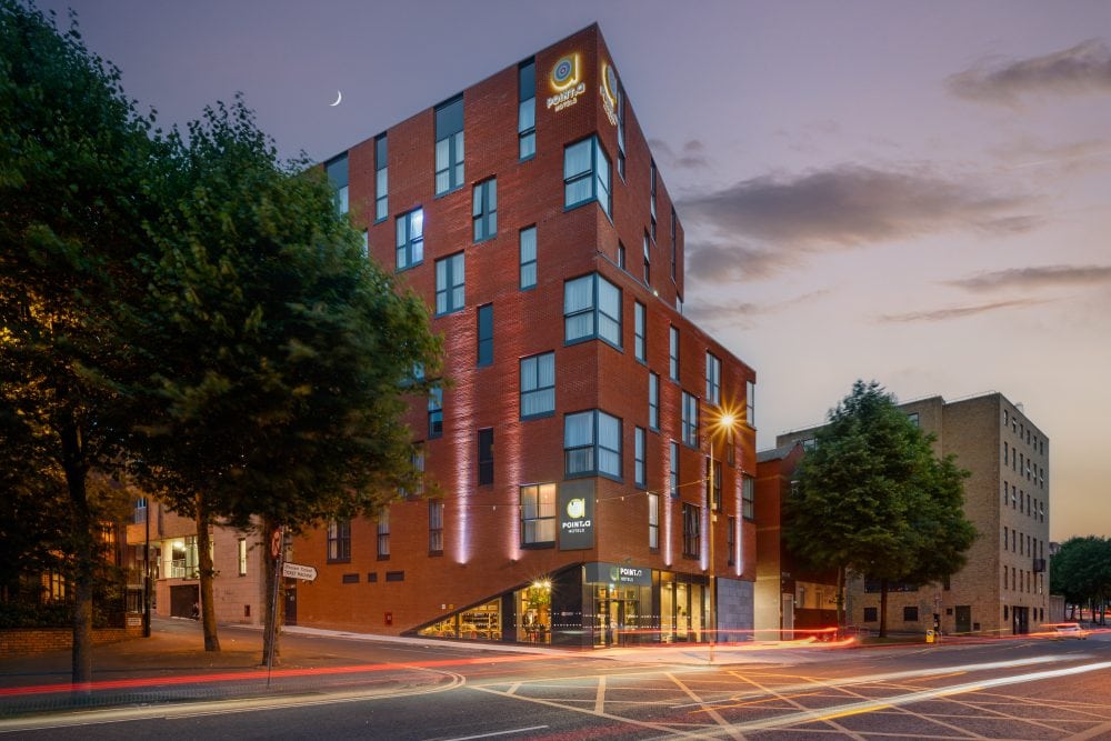 Twilight of a hotel exterior. Hotel exterior and architecture photography
