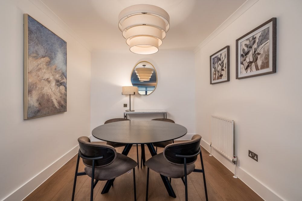 Dining table in luxury serviced accommodation
